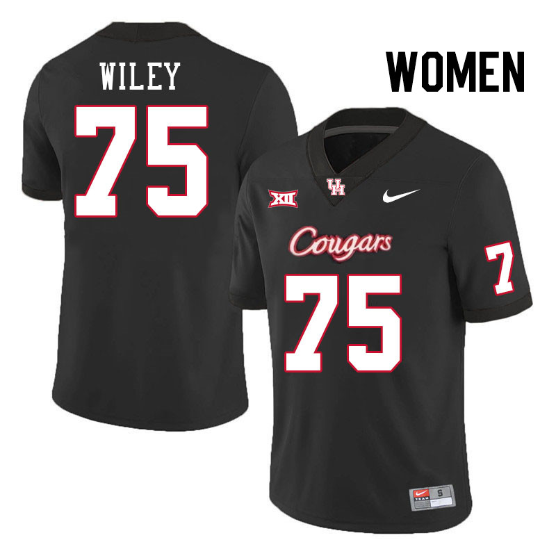 Women #75 Jake Wiley Houston Cougars College Football Jerseys Stitched-Black